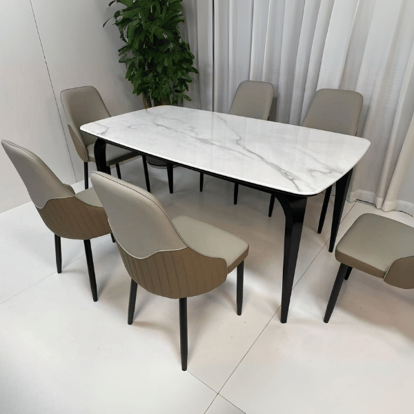 ชุดโต๊ะอาหาร 6 ที่นั่ง WISDOM DESIGN FURNITURE รุ่น JACINE 160 ซม. สีขาว